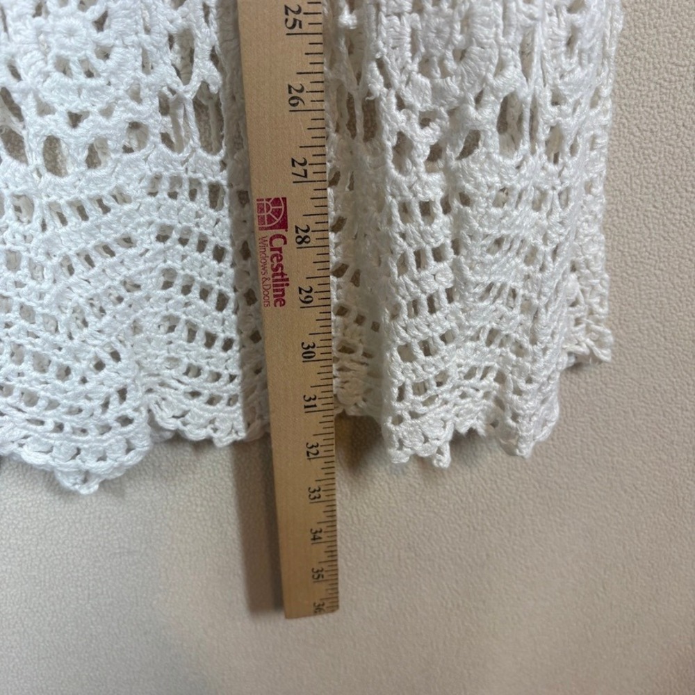 NWT Bandolino Crochet Midi Skirt 4 White Boho Beach Coastal Cottagecore Coquette - Picture 6 of 8
